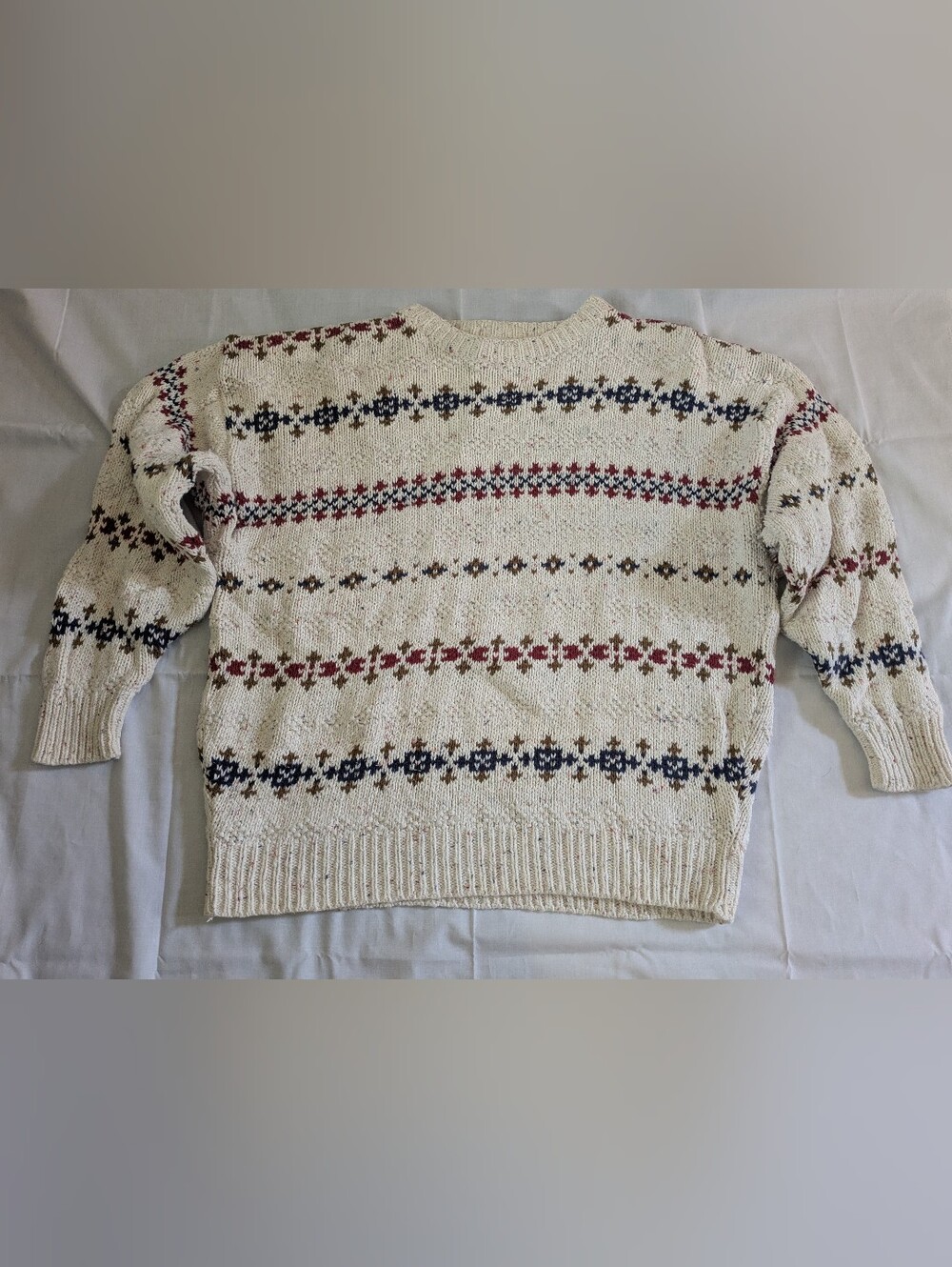 Vintage Isle of Cotton Multicolor Knit Crewneck Sweater